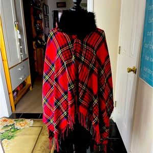 Faux-Fur Trim Cape